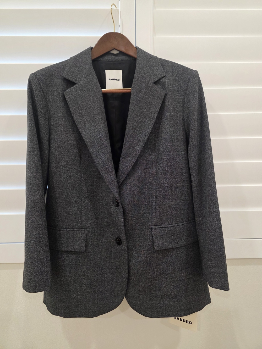 Sandro Charcoal Grey Single-Breasted Blazer